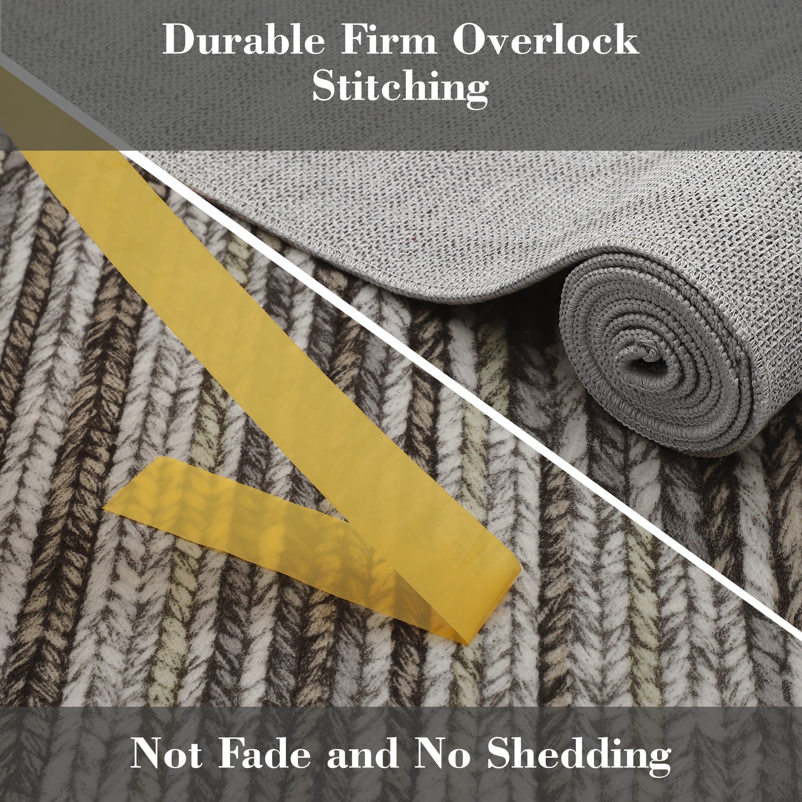Garvee Striped Large Rugs 10x13 Stain Resistant Washable Area Rug for High Traffic Living Room Non-Slip Foldable Carpet Indoor Soft Printed Braid Floor Carpet Rug for Dining Room, Grey