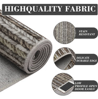 Garvee Striped Large Rugs 10x13 Stain Resistant Washable Area Rug for High Traffic Living Room Non-Slip Foldable Carpet Indoor Soft Printed Braid Floor Carpet Rug for Dining Room, Grey