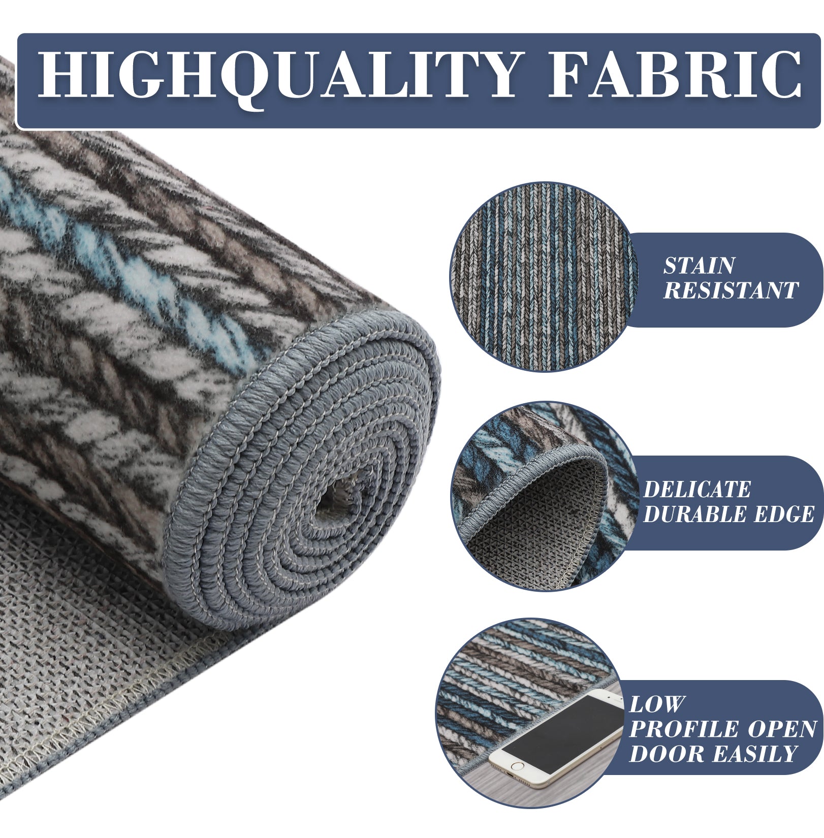 Garvee Striped Washable Rugs for Living Room 5x7 Stain Resistant Area Rug for Bedroom Large Soft Floor Carpet Non Slip Modern Transitional Rug for Dining Room Laundry Kid Room, Blue