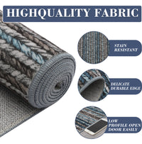 Garvee Striped Washable Rugs for Living Room 5x7 Stain Resistant Area Rug for Bedroom Large Soft Floor Carpet Non Slip Modern Transitional Rug for Dining Room Laundry Kid Room, Blue