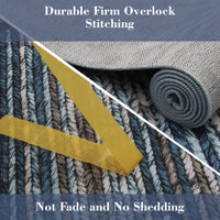 Garvee Striped Washable Rugs for Living Room 5x7 Stain Resistant Area Rug for Bedroom Large Soft Floor Carpet Non Slip Modern Transitional Rug for Dining Room Laundry Kid Room, Blue
