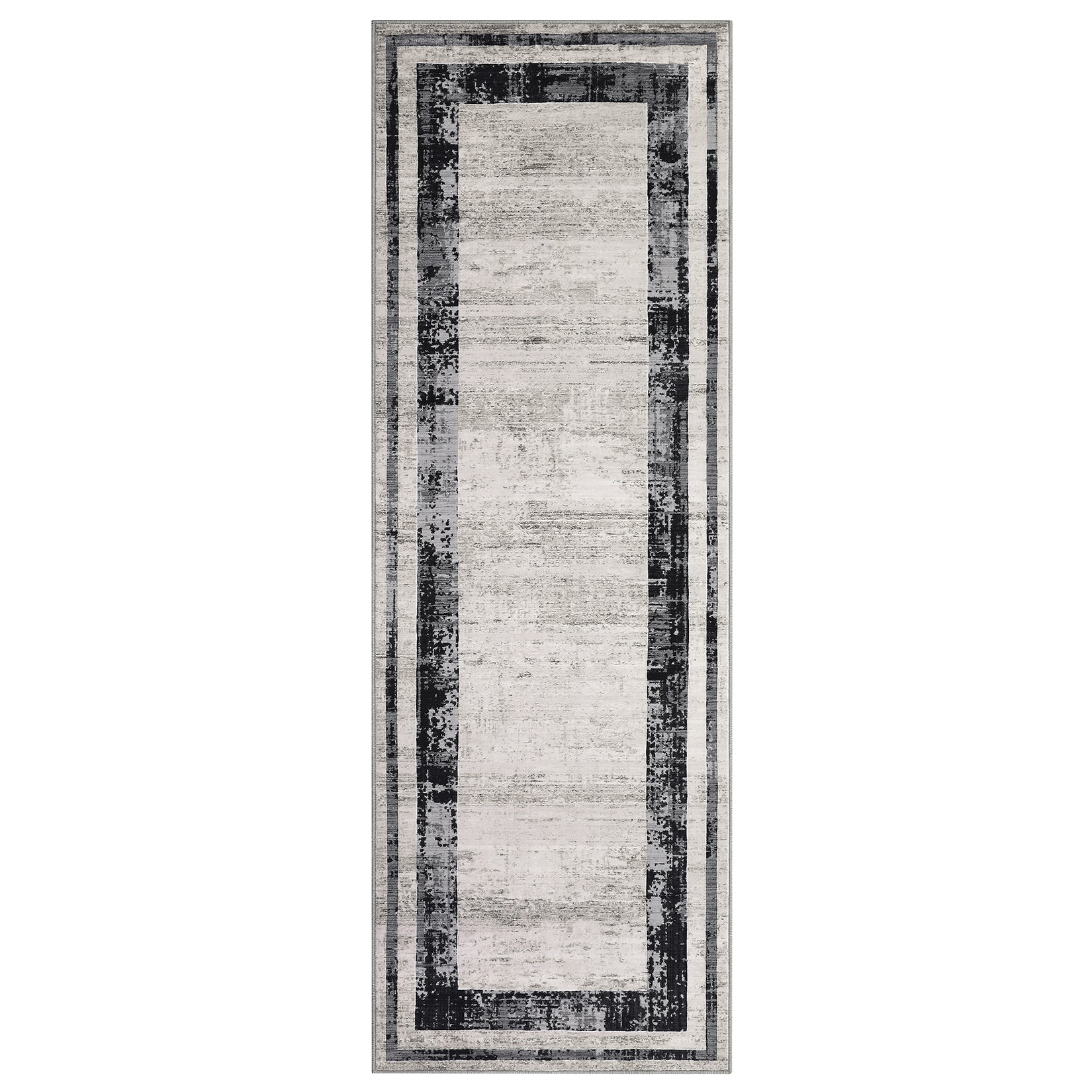 Garvee Washable Runner Rug 2x6 Modern Border Runner Soft Distressed Gray Runner, Minimalist Runner, Non Slip Hallway Runner, Stain Resistant Kitchen Runner, Contemporary Runner