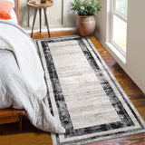 Garvee Washable Runner Rug 2x6 Modern Border Runner Soft Distressed Gray Runner, Minimalist Runner, Non Slip Hallway Runner, Stain Resistant Kitchen Runner, Contemporary Runner - Gray