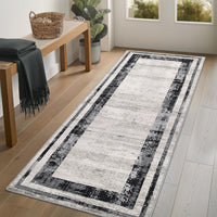 Garvee Washable Runner Rug 2x6 Modern Border Runner Soft Distressed Gray Runner, Minimalist Runner, Non Slip Hallway Runner, Stain Resistant Kitchen Runner, Contemporary Runner