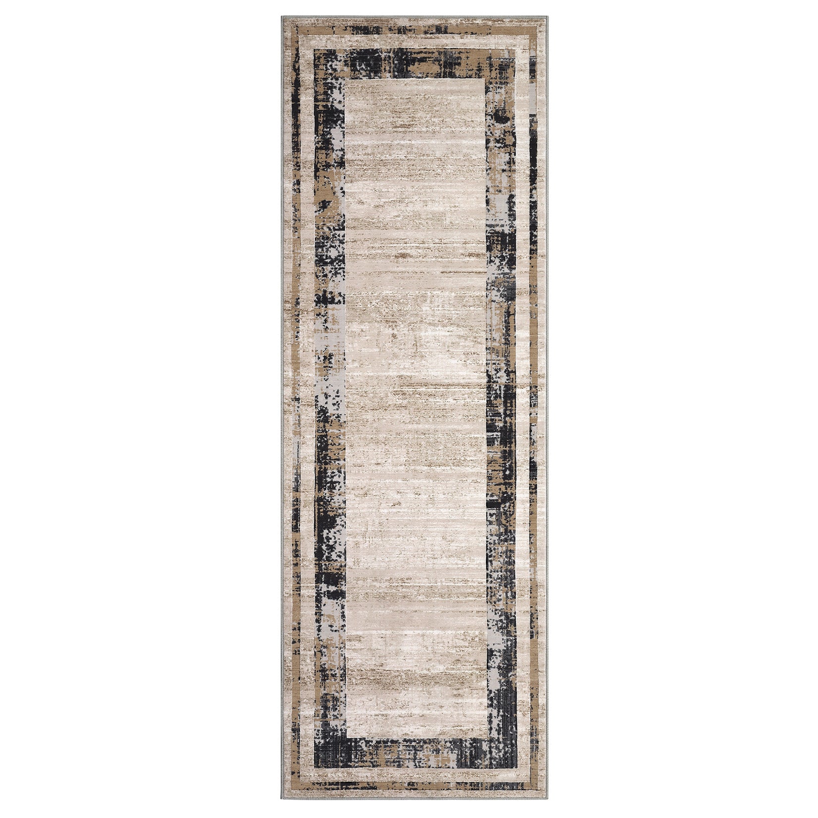 Garvee Washable Runner Rug 2x6 Modern Border Runner Soft Distressed Brown Runner, Minimalist Runner, Non Slip Hallway Runner, Stain Resistant Kitchen Runner, Contemporary Runner