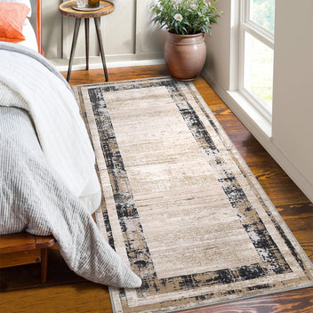 Garvee Washable Runner Rug 2x6 Modern Border Runner Soft Distressed Brown Runner, Minimalist Runner, Non Slip Hallway Runner, Stain Resistant Kitchen Runner, Contemporary Runner