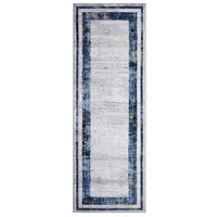 Garvee Washable Runner Rug 2x6 Modern Border Runner Soft Distressed Blue Runner, Minimalist Runner, Non Slip Hallway Runner, Stain Resistant Kitchen Runner, Contemporary Runner