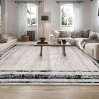 Garvee Large Washable Rug 10x13 Area Rug Modern Rug Distressed Border Rug Minimalist Gray Rug, Non Slip Soft Rug, Contemporary Accent Rug, Foldable Thin Rug for Living Room Bedroom