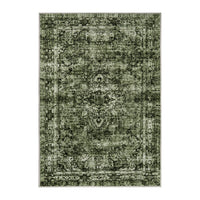 Garvee Washed Back Low Pile Area Rug Green 10x13ft Washable Non Slip Carpet for Living Room Bedroom Kitchen Dining Hallway