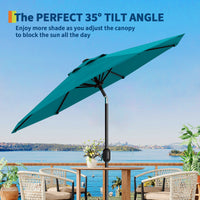 Garvee 10' Patio Umbrella with Crank Lift & Push Button Tilt, Table Umbrella Outdoor Patio 8 Sturdy Ribs for Yard, Deck, Pool, Turquoise