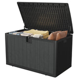 Garvee 130 Gallon Heavy Duty Outdoor Storage Box - Waterproof Deck Box for Patio Furniture Cushions & Garden Tools - All Weather Resistant with Gas Lift Lid & Seat Function - Easy Assembly No Tools Needed, Black - Black