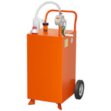 Garvee 40 Gallon Fuel Caddy, Portable Gas Caddy, Transfer Fluid Diesel Gasoline Storage Tank Container with 4 Wheels and 2-Way Rotary Pump for Boat ATV Car Motorcycle, Orange - Orange