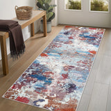 Garvee Machine Washable Flatweave Modern Abstract Small Area Rug, Ultra Thin 2x6 Non-Slip Accent Throw Rug for Kitchen Indoor Entryway Porch, TPR Back Multi - Multicolor