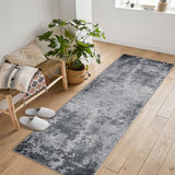 Garvee Machine Washable Flatweave Modern Abstract Small Area Rug, Ultra Thin 2x6 Non-Slip Accent Throw Rug for Kitchen Indoor Entryway Porch, TPR Back Grey - Gray