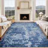 Garvee Washable Flatweave Modern Abstract Area Rug, Stain Resistant 10x13 Non-Slip Floor Carpet Accent Rug for Bedroom Dining Living Room Entry Blue - Gray Blue