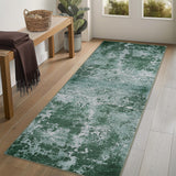 Garvee Machine Washable Flatweave Modern Abstract Small Area Rug, Ultra Thin 2x6 Non-Slip Accent Throw Rug for Kitchen Indoor Entryway Porch, TPR Back Green - Green