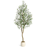 Garvee 6ft Tall Olive Trees Artificial Indoor, Olive Tree Plants, Faux Olive Tree with Realistic Trunk, Leaves, Fruits,Flower Pot for Home Decor-1PCS - 6ft (1pcs)