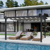 Garvee 12x20 Ft Aluminum Pergola with Adjustable Canopy, Reinforced Powder-Coated Frame, Waterproof UV-Resistant Canopy, Stable Base, Outdoor Garden Deck Shelter - Gray