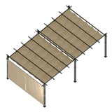Garvee 12x20 Ft Aluminum Pergola with Adjustable Canopy and Reinforced Frame, Powder-Coated Metal, Waterproof UV-Resistant Canopy, Stable Base, Outdoor Backyard Deck - Khaki