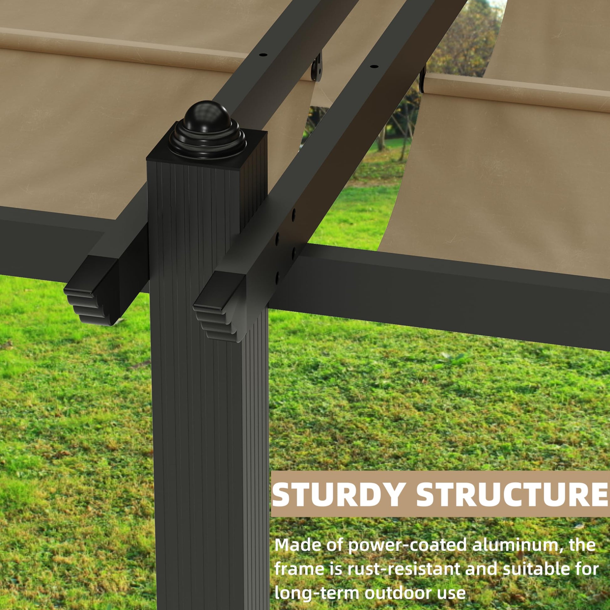 Garvee 12x20 Ft Aluminum Pergola with Adjustable Canopy and Reinforced Frame, Powder-Coated Metal, Waterproof UV-Resistant Canopy, Stable Base, Outdoor Backyard Deck
