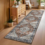 Garvee Hallway Runner Rug 2x6 Washable Vintage Floral Rug Ultra Soft Lightweight Accent Throw Rug Non Slip Foldable Medallion Carpet Runner for Bedroom Kitchen Laundry Room, Red - Red