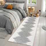 Garvee Washable Runner Rug 2x6 Modern Stripe Geometric Runner, Soft Thin Low Pile Abstract Entryway Rug, Indoor Non Shedding Foldable Floor Carpet, Accent Printed Mat for Hallway, Beige - Beige-Middle Black