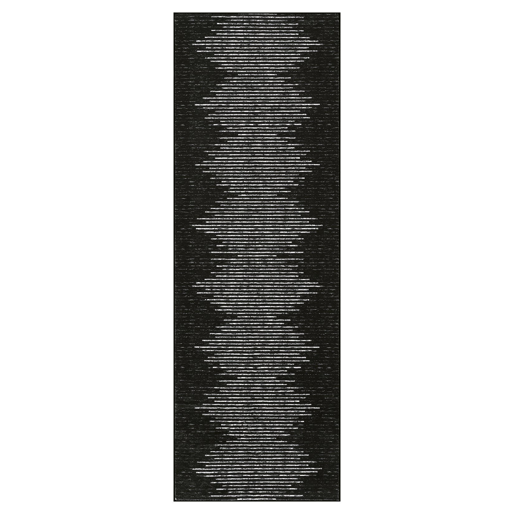Garvee Washable Runner Rug 2x6 Modern Stripe Geometric Runner, Soft Thin Low Pile Abstract Entryway Rug, Indoor Non Shedding Foldable Floor Carpet, Accent Printed Mat for Hallway, Black-Middle Striped