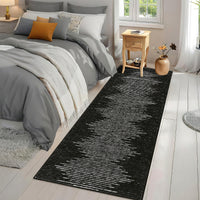 Garvee Washable Runner Rug 2x6 Modern Stripe Geometric Runner, Soft Thin Low Pile Abstract Entryway Rug, Indoor Non Shedding Foldable Floor Carpet, Accent Printed Mat for Hallway, Black-Middle Striped