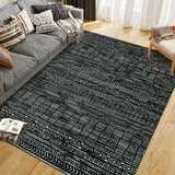 Garvee 5'x7' Area Rug Boho Textured Design Living Room Non Slip Low-Pile Soft Tribal Print Bedroom Rug Stain Resistant Playroom Carpet Office Black - Black