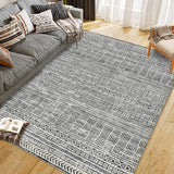Garvee 10'x13' Area Rug Boho Textured Design Living Room Non Slip Low-Pile Soft Tribal Print Bedroom Rug Stain Resistant Playroom Carpet Office Grey - Gray