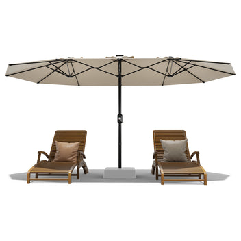 Garvee 13' Double-Sided Umbrella, Outdoor Patio Umbrellas, Rectangle Market Umbrella with Crank Handle, Large Patio Umbrell for Poolside Backyard, Beige