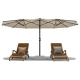 Garvee 13' Double-Sided Umbrella, Outdoor Patio Umbrellas, Rectangle Market Umbrella with Crank Handle, Large Patio Umbrell for Poolside Backyard, Beige - Beige
