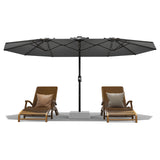 Garvee 13' Double-Sided Umbrella, Outdoor Patio Umbrellas, Rectangle Market Umbrella with Crank Handle, Large Patio Umbrell for Poolside Backyard, Grey - Grey