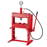 Garvee 10 Ton Hydraulic Benchtop Press with Pressure Gauge, Heavy Duty Adjustable H-Frame Hydraulic Garage Press Machine for Auto Repair, Overload Protection & Rust Resistant, Red - Red