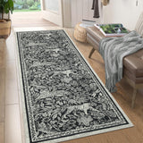 Garvee Tiger Print Runner Rug 2x6 Washable Runner for Kitchen, Non Slip Non Shedding Floral Long Carpet, Low Pile Botanical Foldable Floor Cover for Hallway Entryway Bedroom, Black - Black