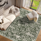 Garvee Tiger Washable Rugs 10x13 Large Modern Living Room Rug, Non Slip Botanical Floor Cover for Dining Room, Ultra Thin Stain Resistant Indoor Foldable Carpet for Bedroom Playroom, Green - Green