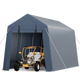 Garvee 7x15 Ft Portable Outdoor Carport Storage Shelter with Roll Up Zipper Doors, Heavy Duty/Waterproof/Anti-UV Garage Tent for Motorcycle Bike Garden Tools, Grey - Grey