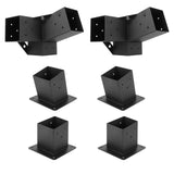 Garvee 6-Piece Pergola Kit, 15° 3-Way Slanted Pergola Bracket Set, Roof Wall Mount Angled 4x4 Wood Post Bracket, Outdoor Gazebo Hardware for Wood Beams, Fence, and Carport, Black