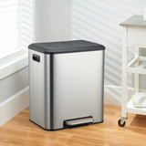 Garvee 8 Gallon Stainless Steel Dual Trash Can Recycling Bin with Removable Inner Bin and Soft Close Lid for Kitchen and Home Office, Silver - Silver