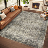 Garvee Green 6x9 Washable Area Rug, Soft Vintage Rug Traditional Low Pile Accent Rug Indoor Boho Distressed Non-Slip Carpet for Living Room Bedroom - Green