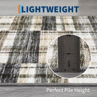 Garvee Modern Hallway Rugs 2x6 Washable Plaid Accent Carpet with Non-Slip Backing, Stain-Resistant Low Pile Indoor Mat, Farmhouse Floor Cover for Laundry, Bedroom