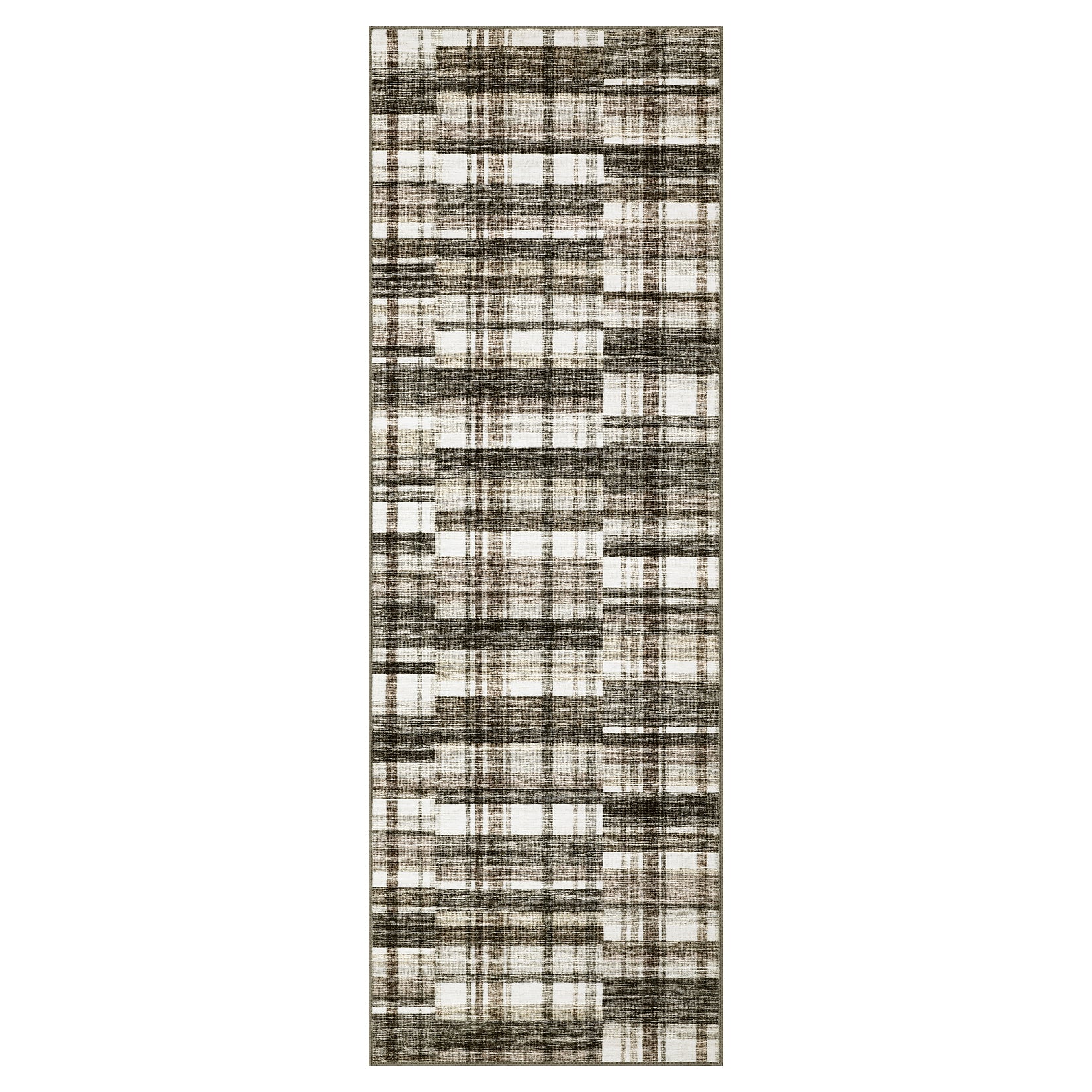 Garvee Modern Hallway Rugs 2x6 Washable Plaid Accent Carpet with Non-Slip Backing, Stain-Resistant Low Pile Indoor Mat, Farmhouse Floor Cover for Laundry, Bedroom