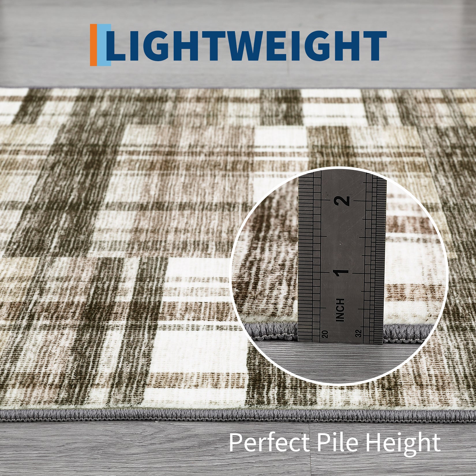Garvee Modern Hallway Rugs 2x6 Washable Plaid Accent Carpet with Non-Slip Backing, Stain-Resistant Low Pile Indoor Mat, Farmhouse Floor Cover for Laundry, Bedroom
