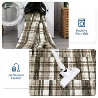 Garvee Modern Hallway Rugs 2x6 Washable Plaid Accent Carpet with Non-Slip Backing, Stain-Resistant Low Pile Indoor Mat, Farmhouse Floor Cover for Laundry, Bedroom