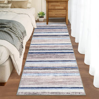 Garvee Washable Runner Rug 2x6 Modern Strip Accent Carpet with Non-Slip Backing, Soft Low Pile Floor Cover, Stain-Resistant Contemporary Area Rug for Kitchen, Bedroom, Laundry, Blue Camel