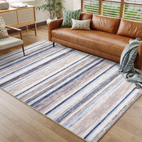 Garvee Washable Area Rug 5x7 Modern Strip Throw Rug with Non-Slip Backing, Stain-Resistant Contemporary Accent Carpet, Soft Low Pile Indoor Mat for Bedroom, Office