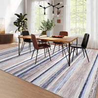 Garvee Washable Area Rug 5x7 Modern Strip Throw Rug with Non-Slip Backing, Stain-Resistant Contemporary Accent Carpet, Soft Low Pile Indoor Mat for Bedroom, Office