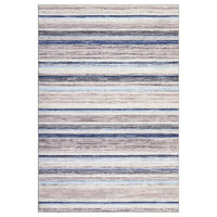 Garvee Area Rug 6x9 Washable Modern Strip Accent Carpet with Non-Slip Backing, Soft Low Pile Floor Cover, Stain-Resistant Contemporary Throw Rug for Bedroom, Office, Blue Camel