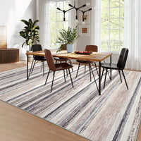Garvee Large Living Room Rug 10x13 Washable Modern Strip Area Rug with Non-Slip Backing, Stain-Resistant Contemporary Floor Cover, Soft Low Pile Accent Carpet for Bedroom, Camel