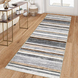 Garvee Washable Runner Rug 2x6 Modern Strip Accent Carpet with Non-Slip Backing, Soft Low Pile Floor Cover, Stain-Resistant Contemporary Area Rug for Kitchen, Bedroom, Laundry, Grey Brown - Gray/Brown
